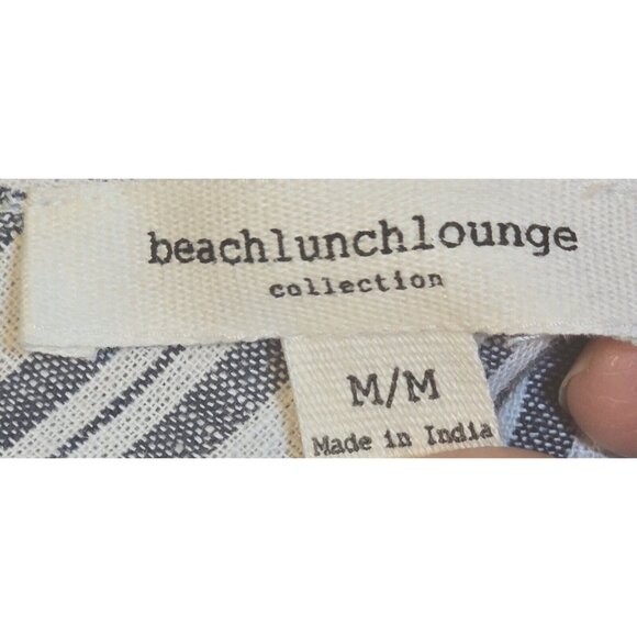 BeachLunchLounge Striped Tie Waist Linen Cotton Jumpsuit Women's Size Medium - Picture 11 of 16